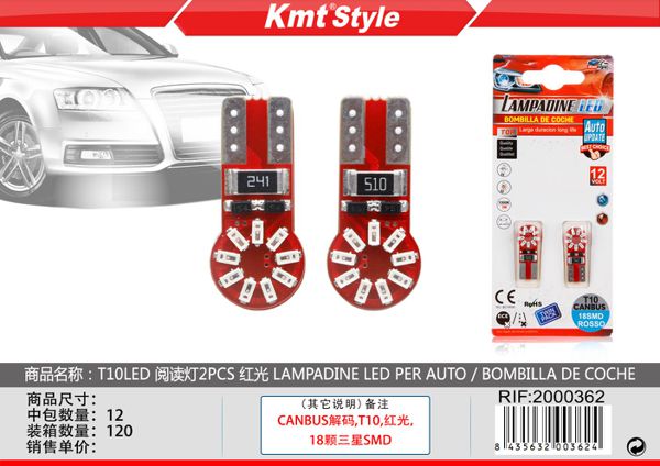 Lampadas de LED para Carro 2pcs T10