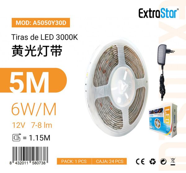 TIRAS DE LED 5M 150LED AMARILLO LED 5