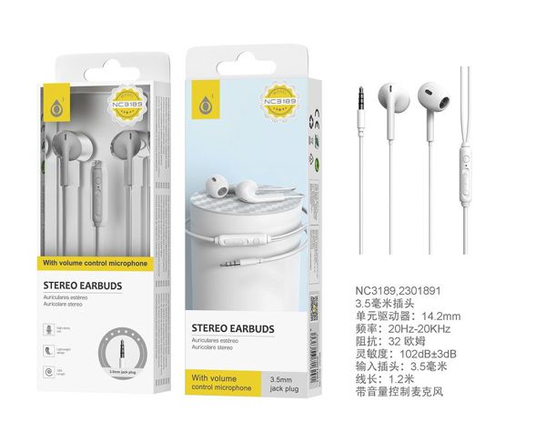 Auriculares Ouvido Ava NC3189 Branco