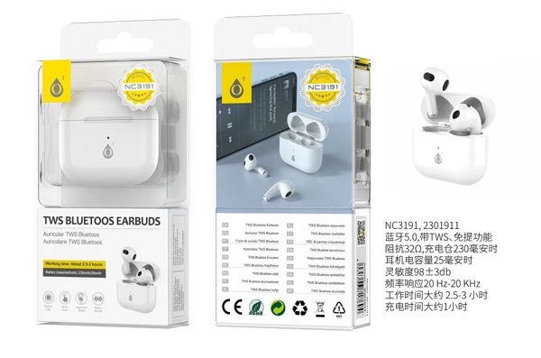 Fones de ouvido TWS Bluetooth NC3191