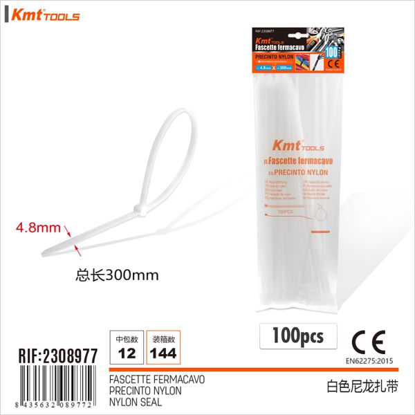 Abracadeira De Nylon Branco 4.8*300mm 100pcs