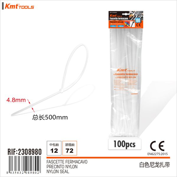 Abracadeira De Nylon Branco 4.8*500mm 100pcs