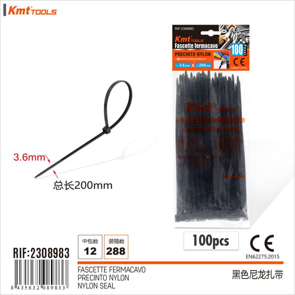 Abracadeira De Nylon Preto 3.6*200mm 100pcs