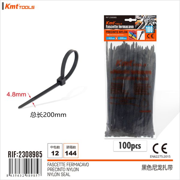 Abracadeira De Nylon Preto 4.8*200mm 100pcs
