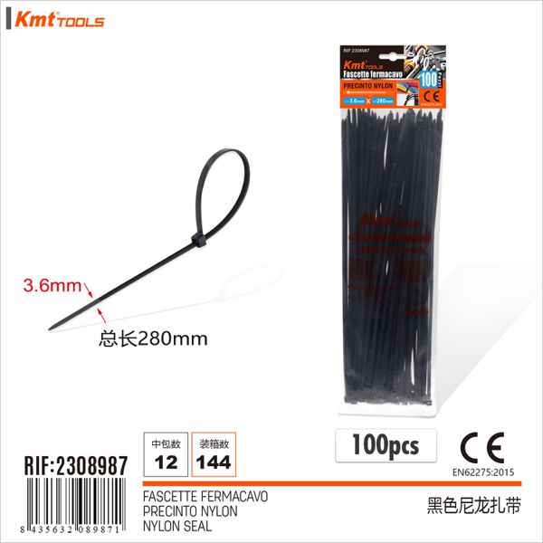 Abracadeira De Nylon Preto 3.6*280mm 100pcs