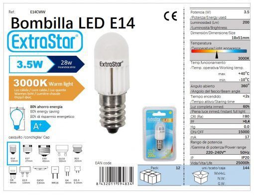 LÂMPADA DIRETIVO LED PETALO E14 3.5W LUZ QUENTE LED 3.5W