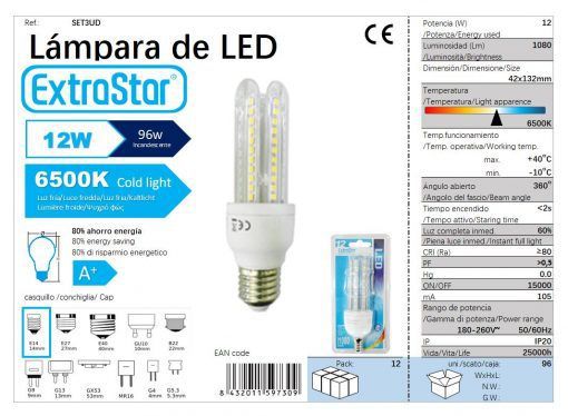 LÂMPADA LED 3U E14 12W 6400K CJ96 12W