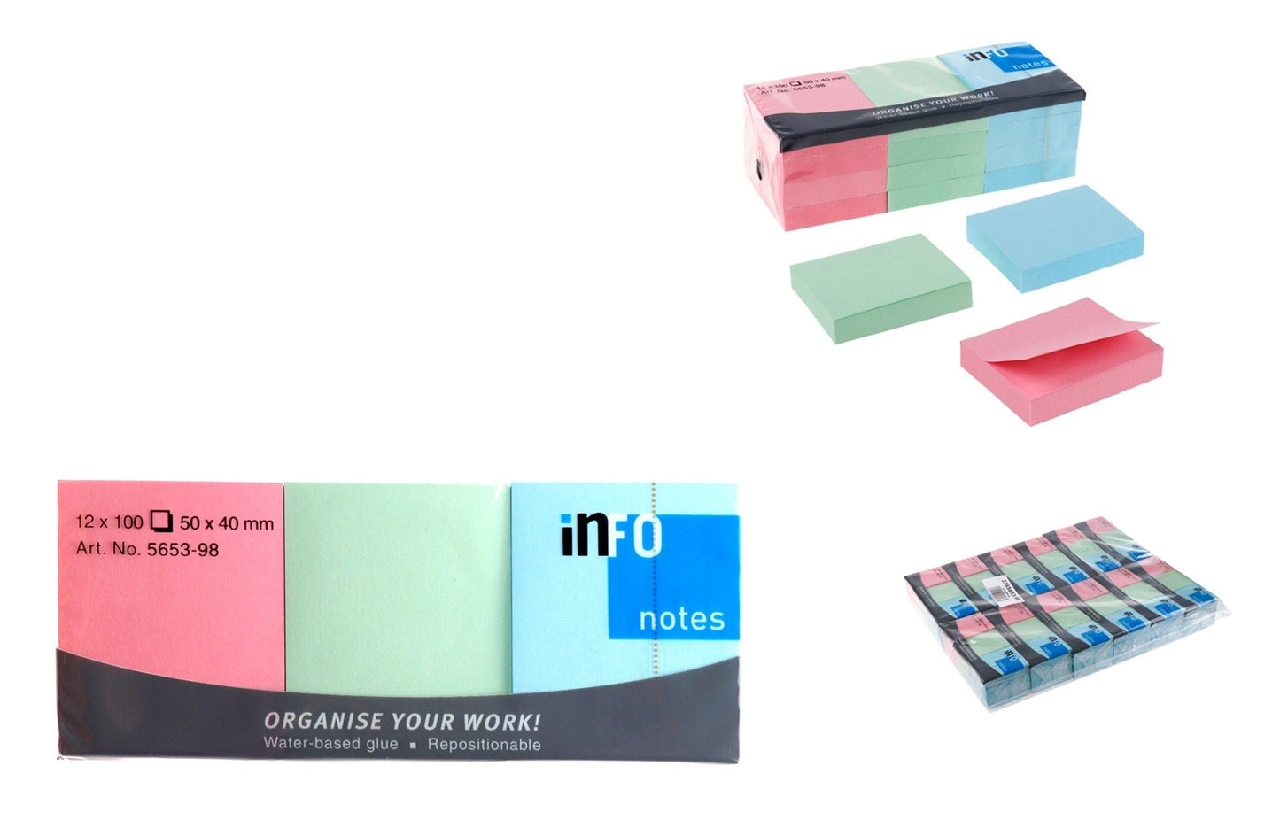 INFONOTES ADHESIVAS COLOR 50X40MM 12X80H5653-98