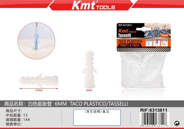 Bucha Plastico 6mm 100pcs