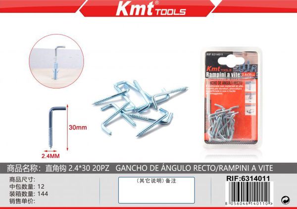 Gancho de Angulo Reto 2.4*30 20pcs