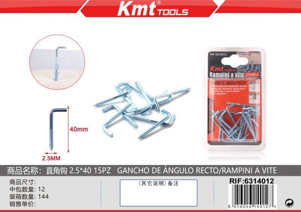Gancho de Angulo Reto 2.5*40 20pcs