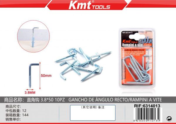 Gancho de Angulo Reto 3.8*50 9pcs