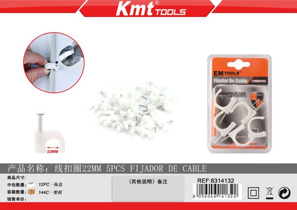 Fixador De Cabos 22mm 5pcs