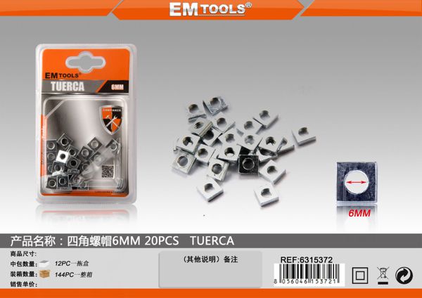 Porca Tipo Quadrada 6mm 20pcs