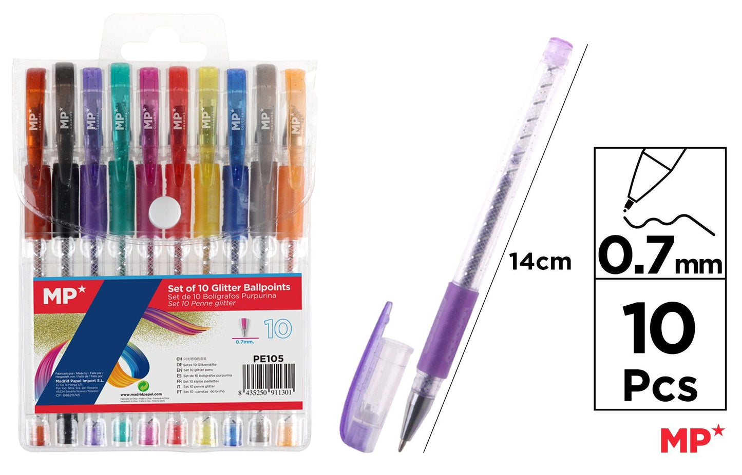 CANETAS PURPURINA 10 COLORES