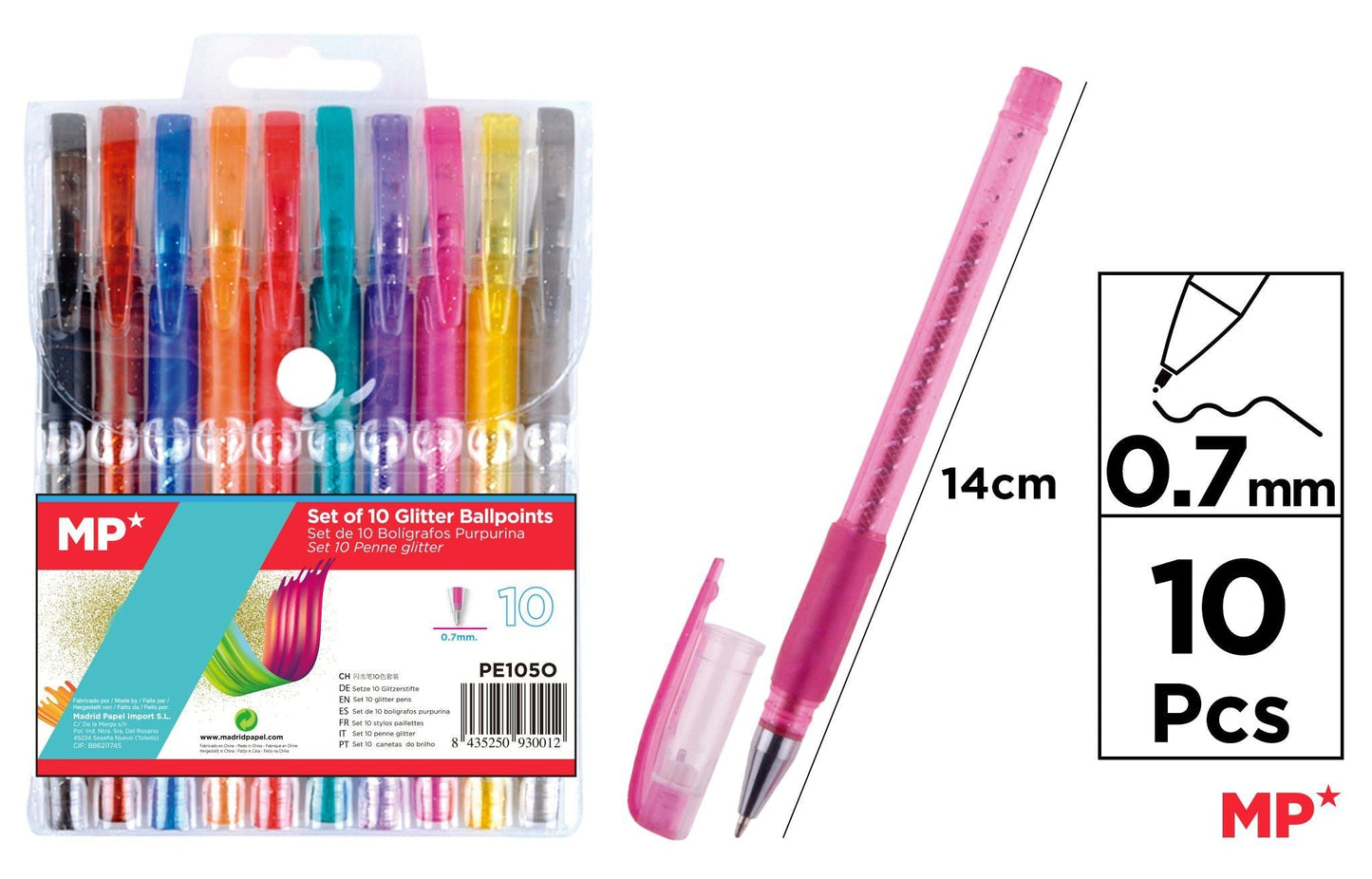 CANETAS PURPURINA 10 COLORES