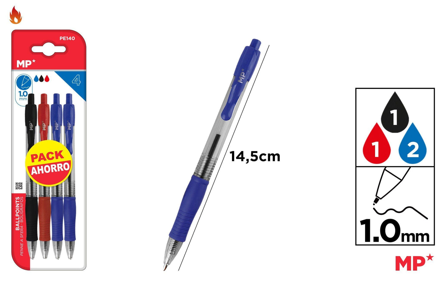 CANETAS PONTA 1.0MM 4UDS