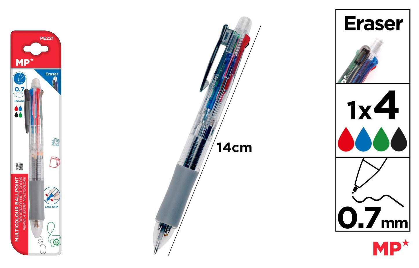 CANETA 4 COLORES Y PORTAMINAS 0.5 MM