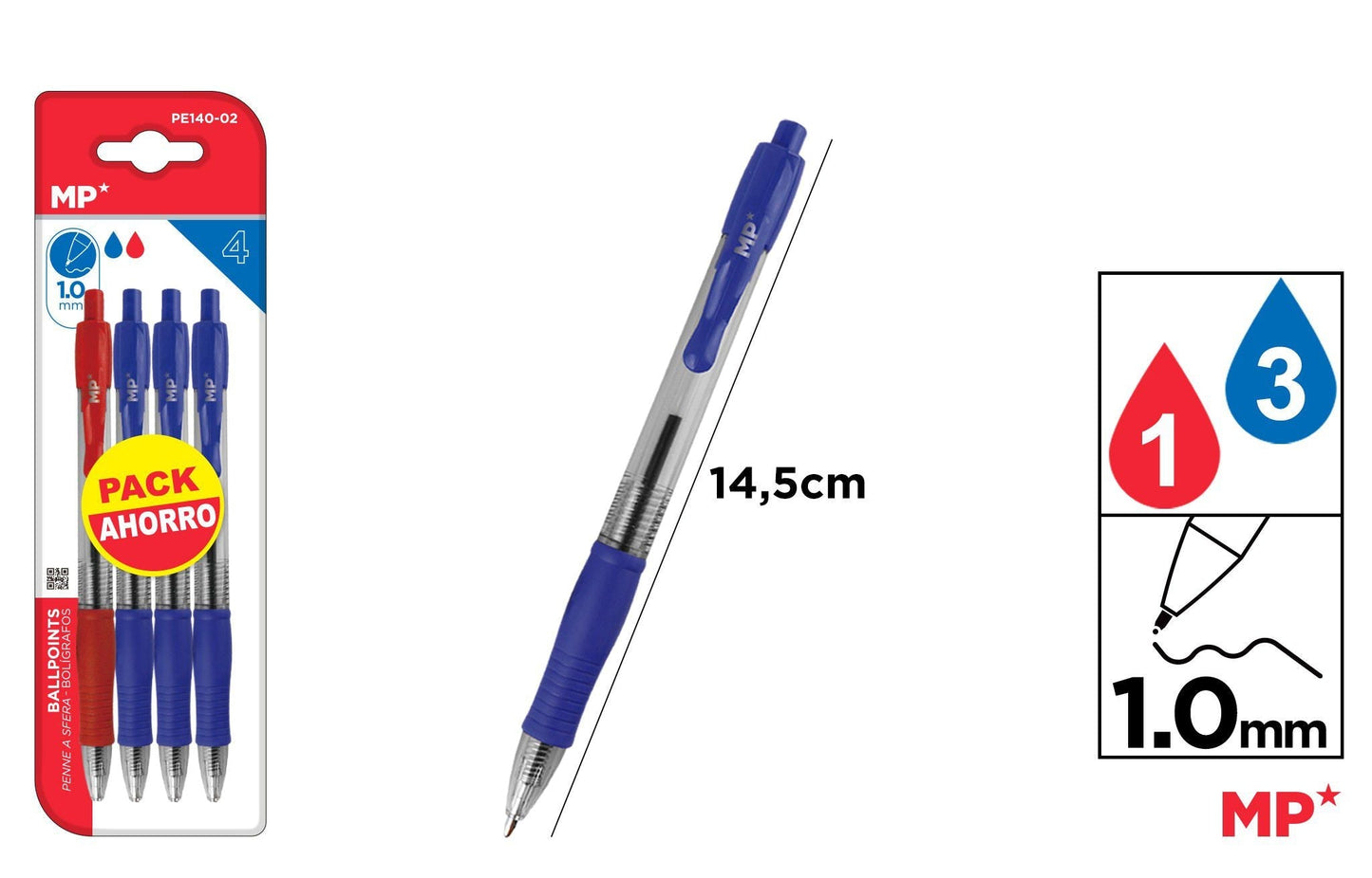 CANETAS PONTA 1.0MM 4UDS