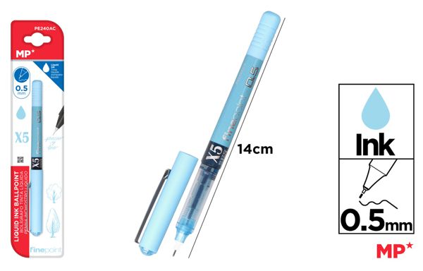 CANETA TINTA LIQUIDA PONTA AGULHA AZUL CLARO