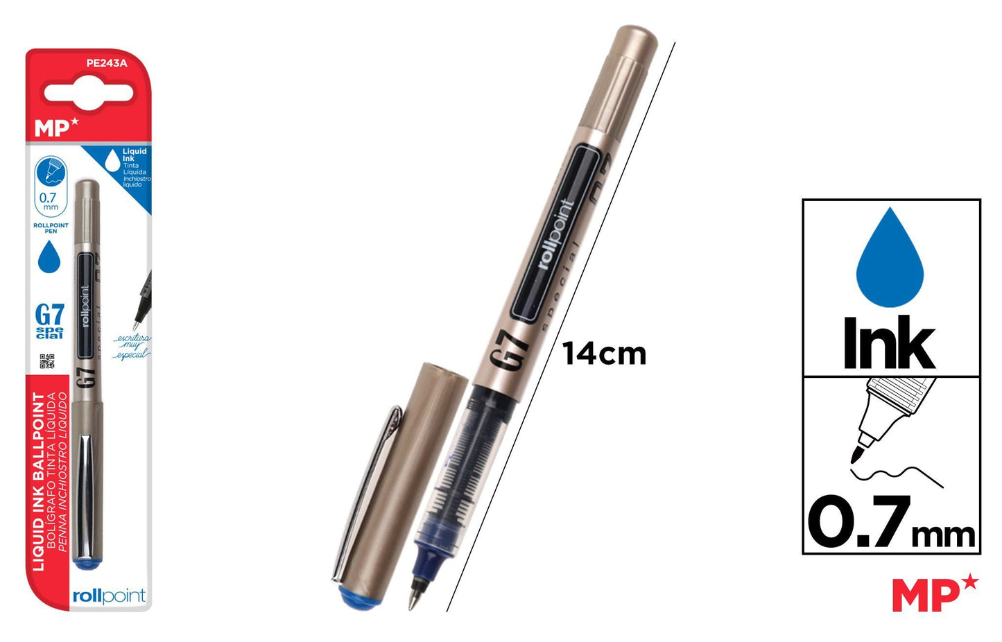 CANETA G7 TINTA LIQUIDA PONTA BALL AZUL