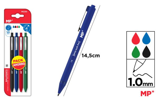 CANETA TEXTURA SUAVE 1.0MM 4UDS