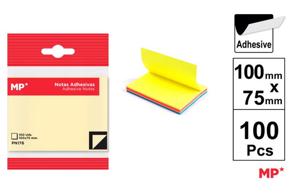 NOTAS ADESIVAS NEON 100X75MM 100PAGINAS
