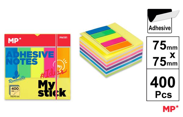 NOTAS ADESIVAS 75X75MM 400 PAGINAS