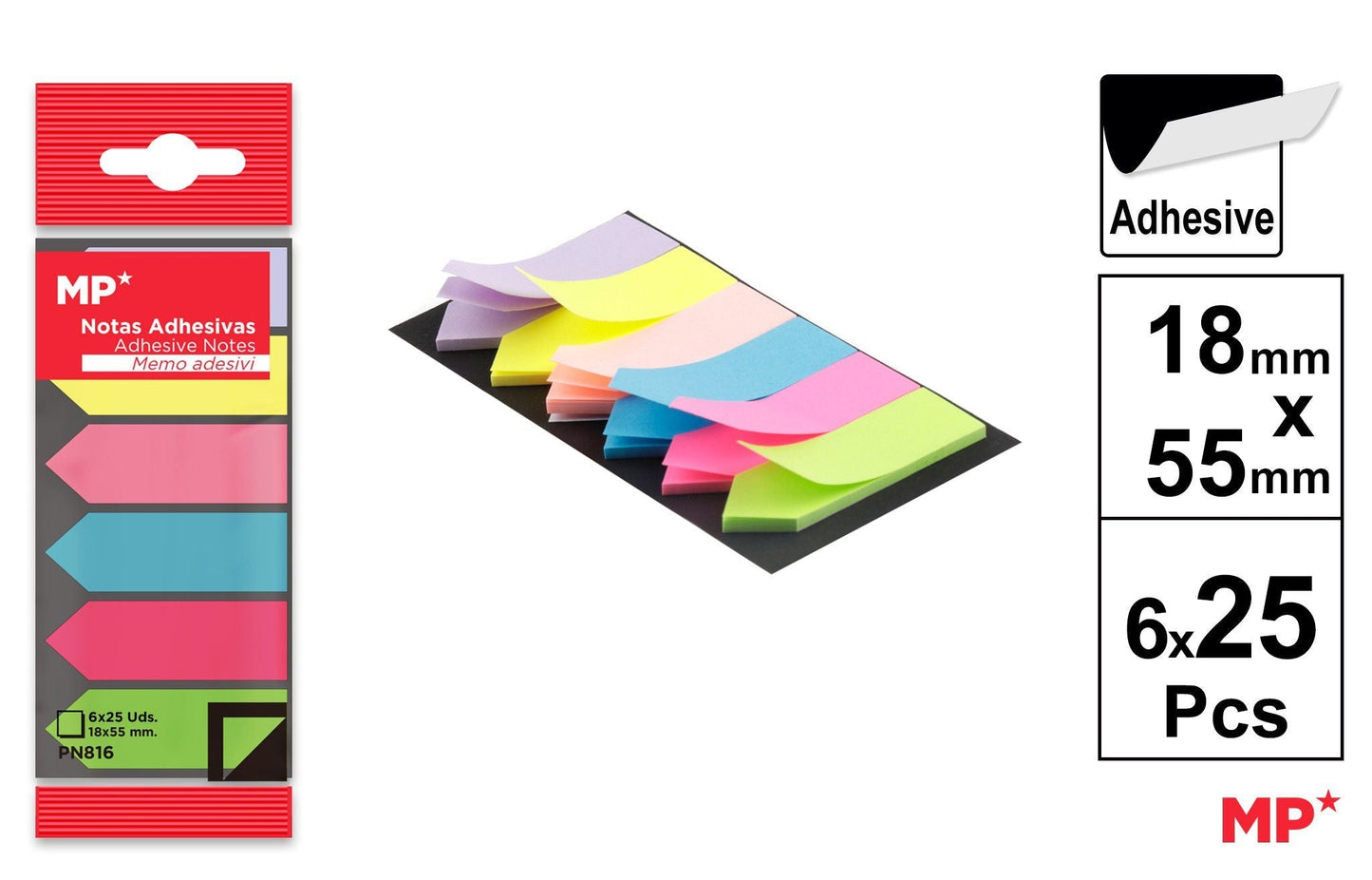 NOTAS ADHESIVAS 18X55MM 6X25H