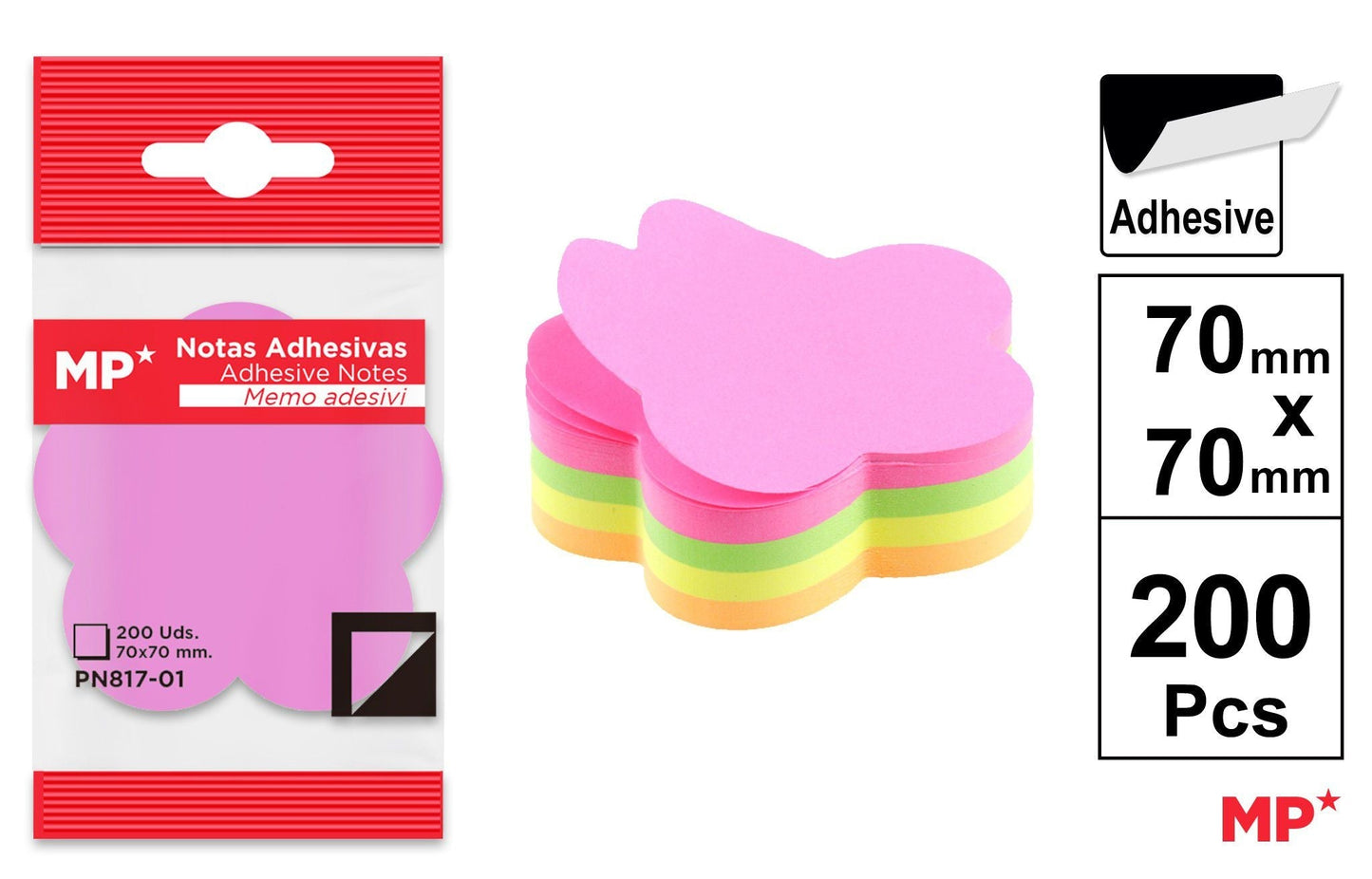 NOTAS ADHESIVAS 70X70MM 200H FLOR