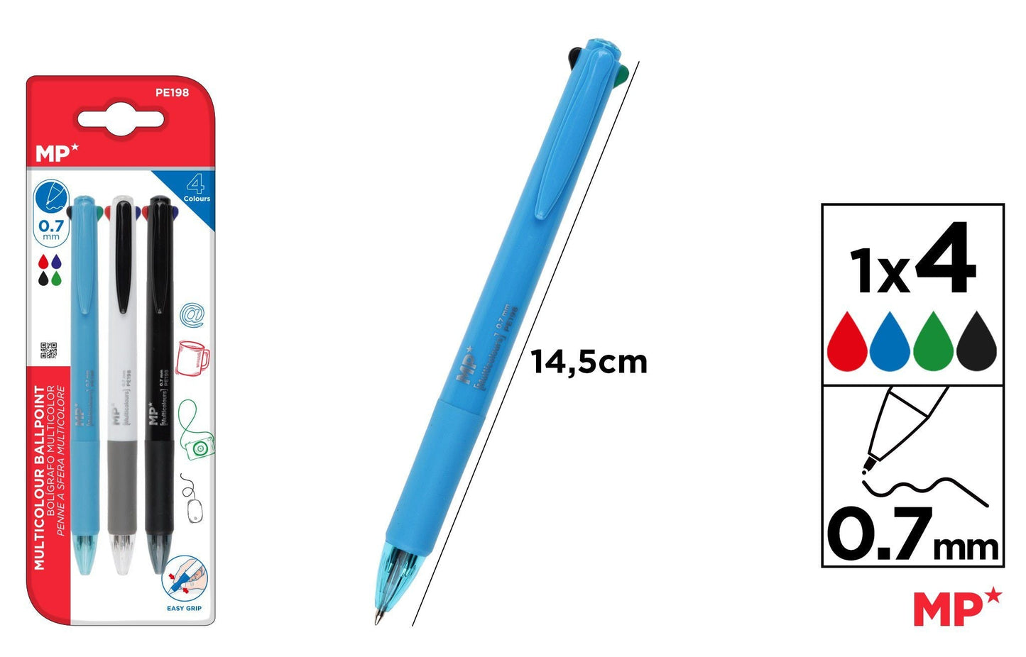 CANETA 4 COLORES 3UDS