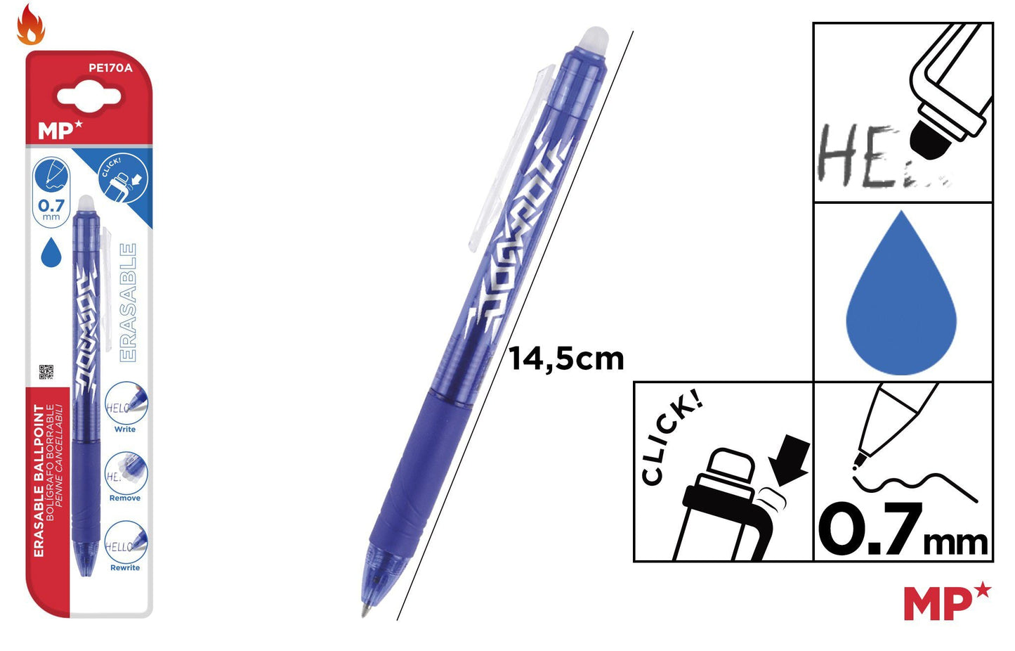 CANETA BORRABLE CLICK AZUL