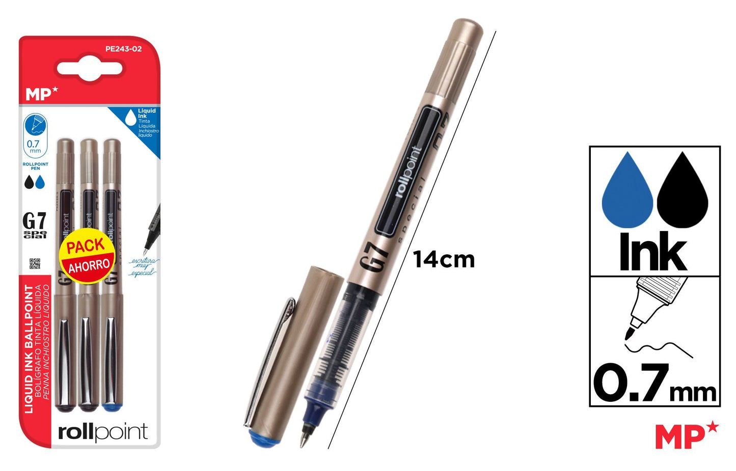 CANETA G7 TINTA LIQUIDA PONTA BALL 3UDS