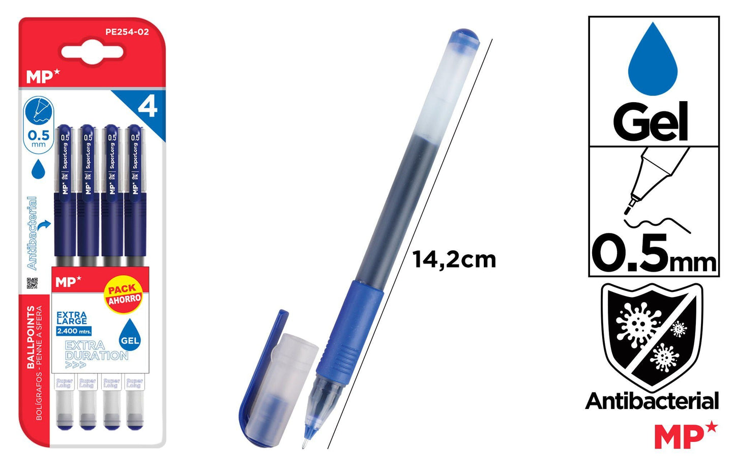 CANETA TINTA GEL PONTA 0.5MM 4U