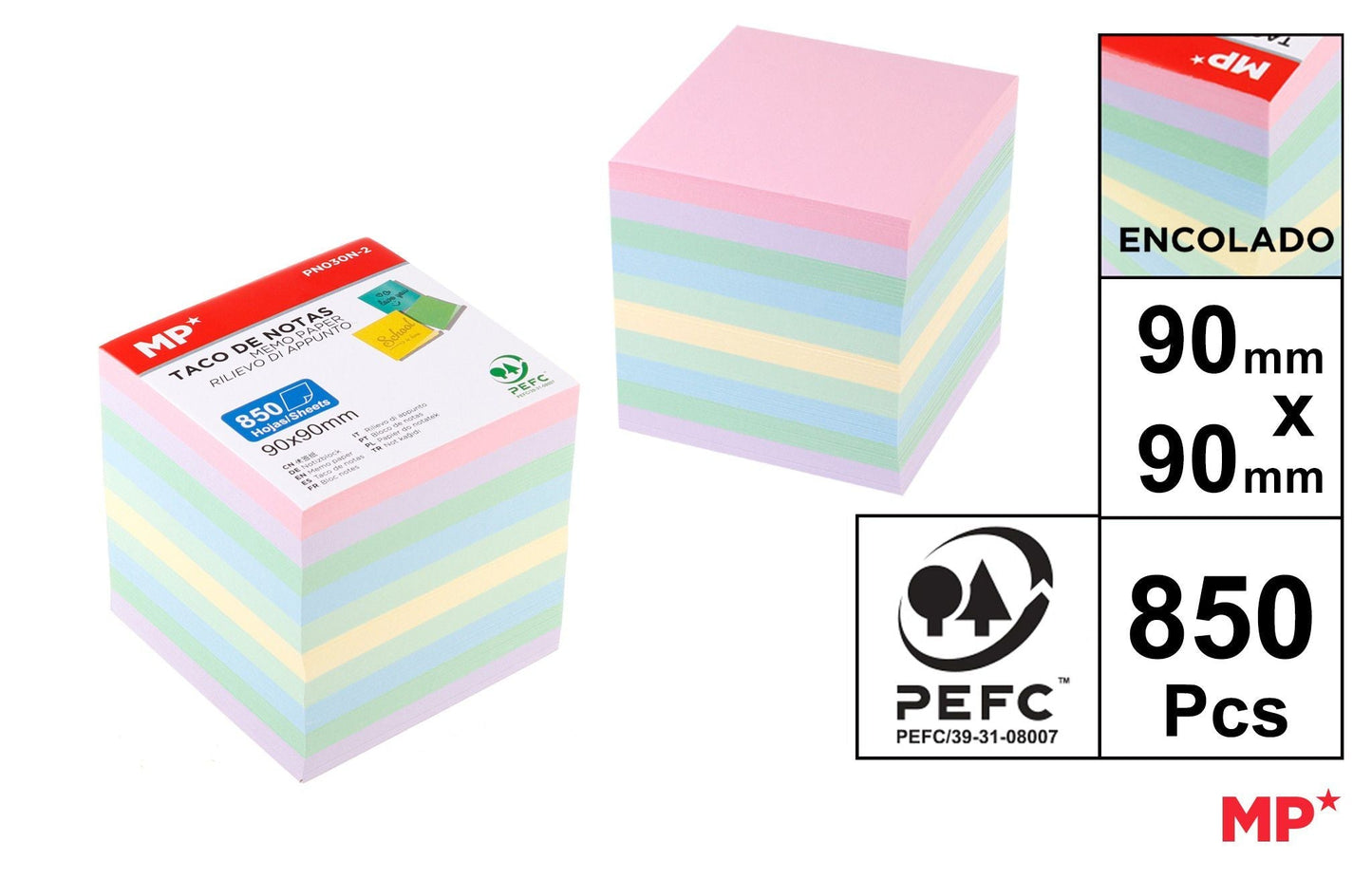 TACO DE NOTA COLOR PASTEL 850H ENCOLADO