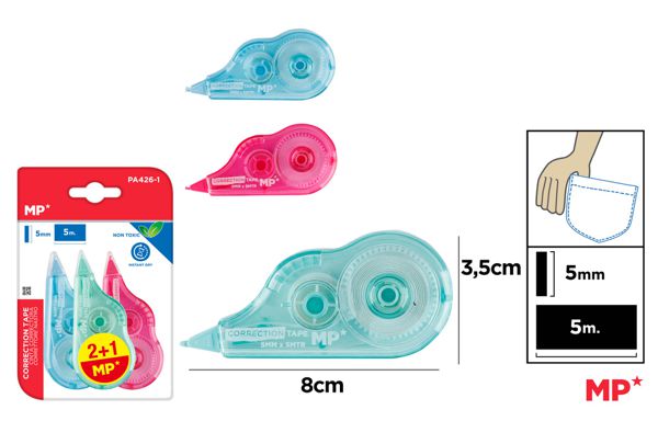 CORRETOR FITA 5MM*5M PASTEL