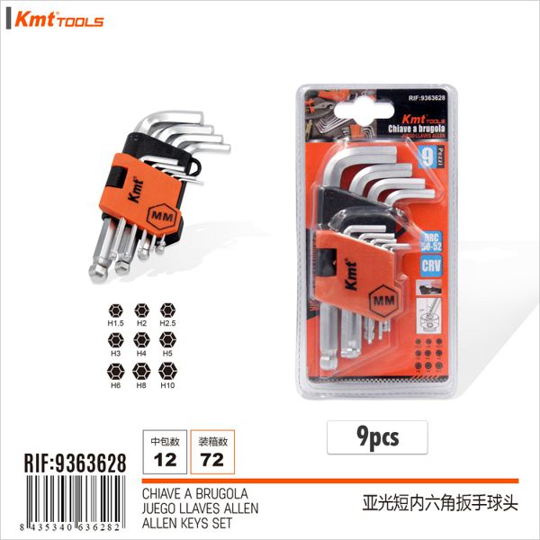 Chave Sextavada curto Cabeça Redendo 9pcs 6320341