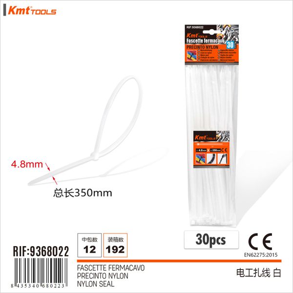 Abracadeiras Branco 4.8*350mm/30pcs