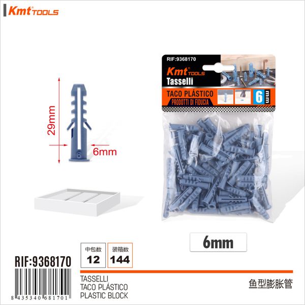 Bucha Plastico 6mm 100pcs