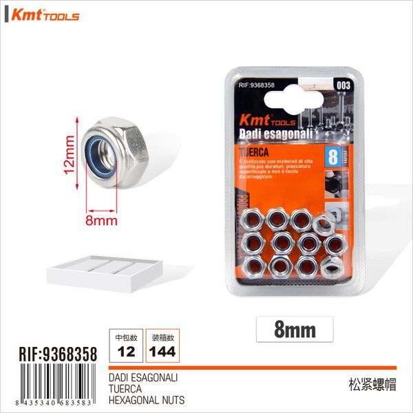 Porca De Parafuso 8mm 12pcs