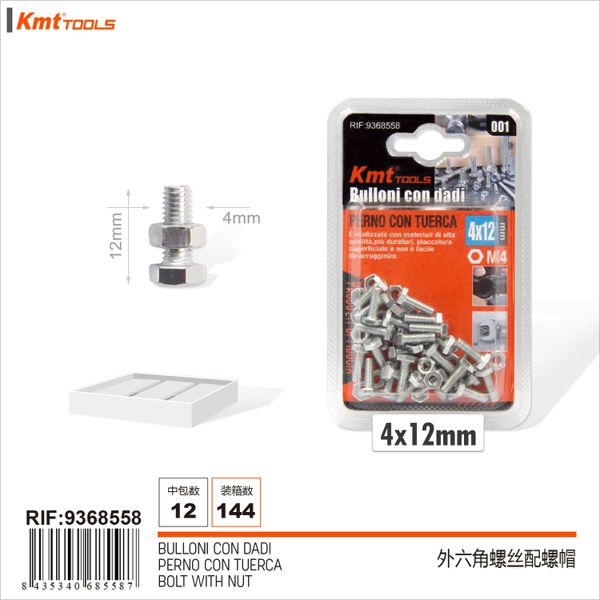 Parafusos Com Porcas 4*12mm M4 26pcs