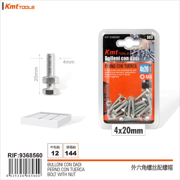 Parafusos Com Porcas 4*20mm M4 18pcs