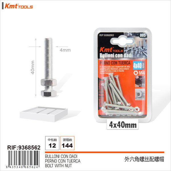 Parafusos Com Porcas 4*40mm M4 12pcs