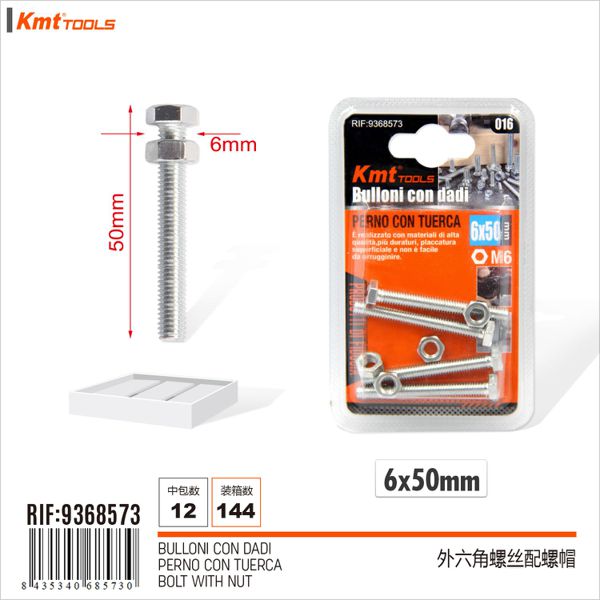 Parafusos Com Porcas 6*50mm M6 4pcs