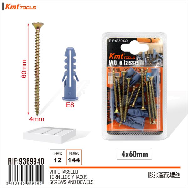 Parafuso com Bucha E8 4*60mm 8set