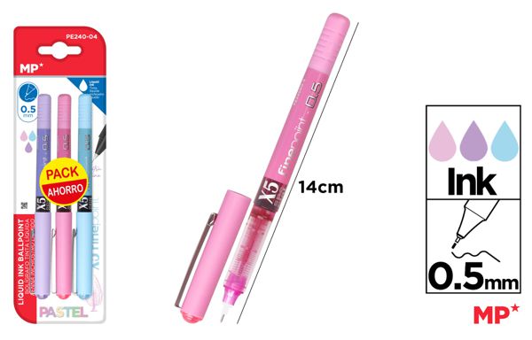 CANETA TINTA LIQUIDA PONTA AGULHA 0.5MM 3UDS