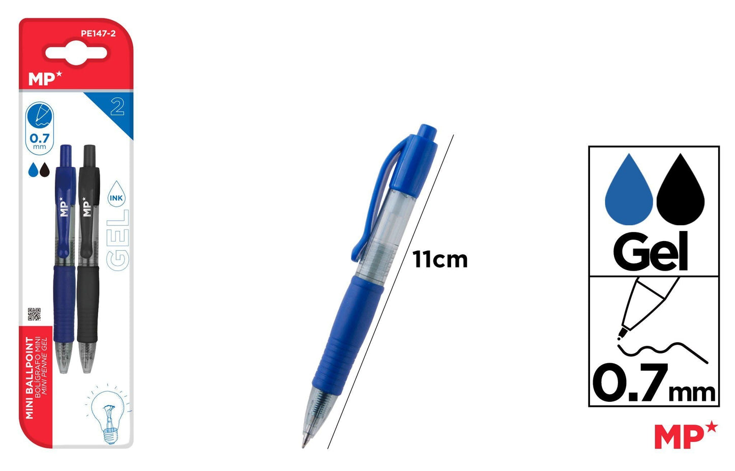 CANETA GEL PONTA 0.7MM 2UDS 2
