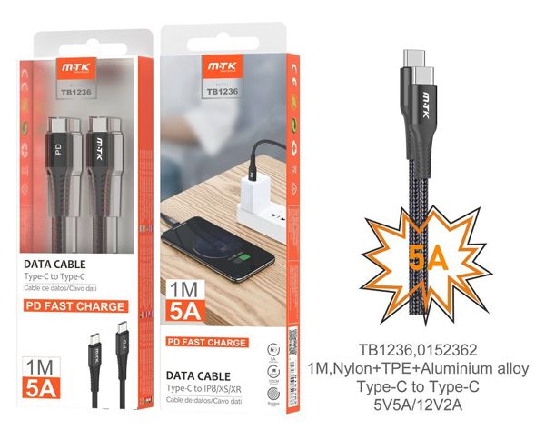 Cabo de Carregamento TypeC-TypeC 5A