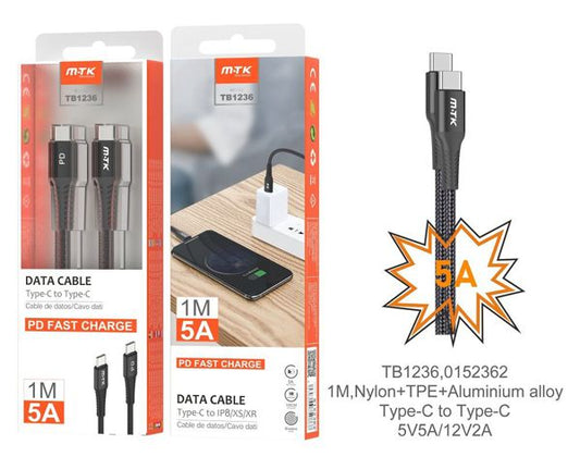 Cabo de Carregamento TypeC-TypeC 5A