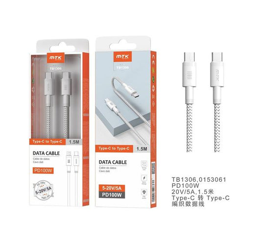 Cabo de Carregamento TipoC-TypeC 5A